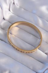 316L Çelik Gold Renk Zirkon Taşlı Model Kelepçe