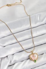 316L Çelik Sanatsal Portre Model Gold Renk Kadın Kolye