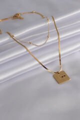 316L Çelik Gold Renk İtalyan Zincir 'You & Me' İşleme Kadın Kolye