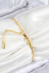 VIP Pirinç Zirkon Taşlı Çiçek Model Gold Renk Kadın Bileklik