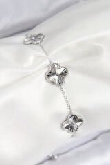 VIP Pirinç Yonca Model Gümüş Renk Kadın Bileklik