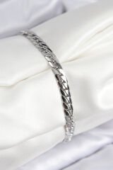 316L Çelik Ezme Zincir Model Gümüş Renk Kadın Bileklik