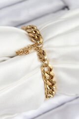 316L Çelik Klasik Kalın Zincir Model Gold Renk Kadın Bileklik