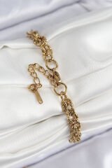 316L Çelik Klasik Dövme Halat Zincir Model Gold Renk Kadın Bileklik