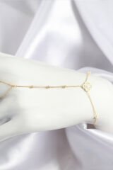 Pirinç Zirkon Taşlı Yonca Model Gold Renk Şahmeran