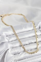 Pirinç Sıralı Pul Zincir Model Gold Renk Kadın Kolye