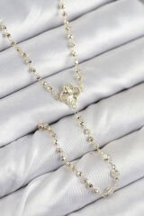 Pirinç Zirkon Taşlı Yonca Model Gold Renk Kadın Y Kolye