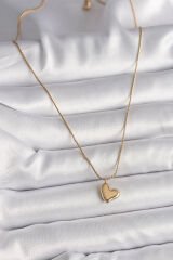 316L Çelik Gold Renk Zincir Kalp Figür Kadın Kolye