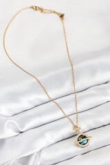 316L Çelik Zirkon Taşlı Gezegen Model Gold Renk Kadın Kolye