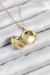 316L Çelik Açılabilr Kapaklı Deniz Model Gold Renk Kadın Kolye