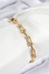 316L Çelik Tifany Zincir Model Gold Renk Kadın Bileklik