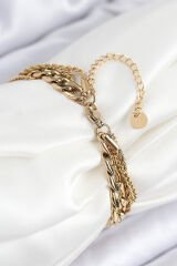 316L Çelik Çoklu Görünüm Geçmeli Halka Model Gold Renk Kadın Bileklik