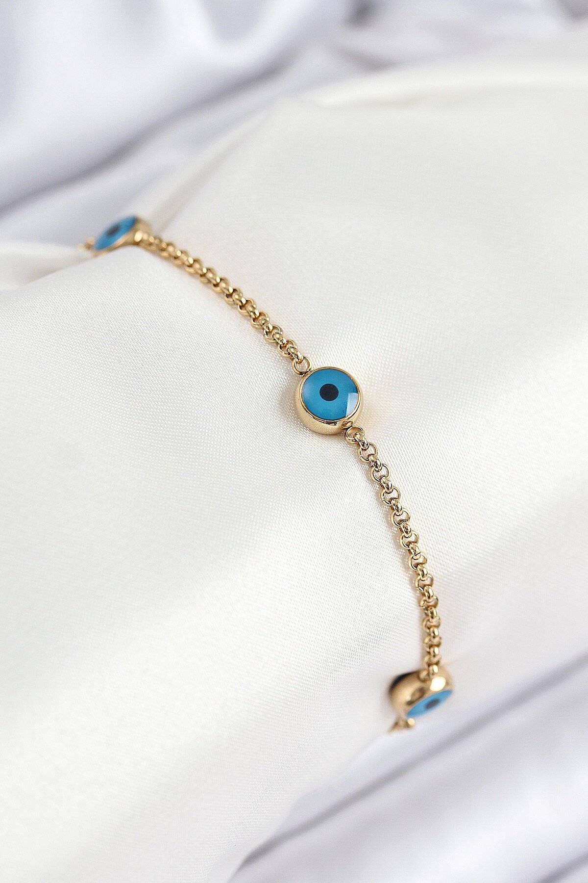 316L Çelik Nazar Boncuğu Model Gold Renk Kadın Bileklik