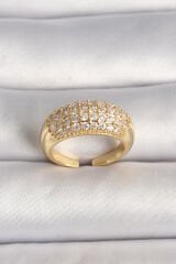 Pirinç Gold Renk Ayarlanabilir Zirkon Taşlı Kadın Yüzük