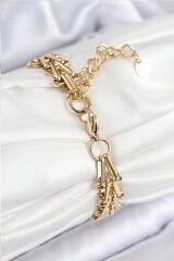 316L Çelik Ataç Zincir Model Gold Renk Kadın Bileklik