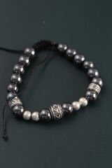 Doğal Taş X Model Antrasit Renk Asansörlü Erkek Bileklik