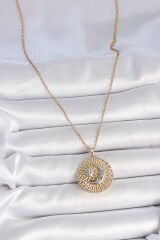 316L Çelik Gold Renk Mix Renk Ay Güneş Model Kadın Kolye