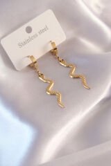 Çelik Gold Renk Yılan Figür Kadın Küpe