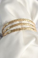 316L Çelik Gold Renk 65 mm Burma Ajda Model Kadın Bilezik