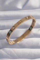 316L Çelik Baby Boy Gold Renk Zirkon Taşlı Model Kelepçe Bilezik