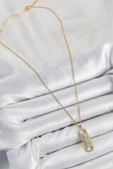 316L Çelik Zirkon Taşlı Messika Model Gold Renk Kadın Kolye