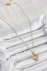 316L Çelik Zirkon Taşlı Düğüm Model Gold Renk Kadın Kolye