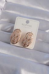 XUPİNG Rose Renk Zirkon Taşlı Şeritli Model Küpe