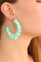 Mavi Taşlı Bayan Sallantı Küpe