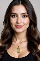 316L Çelik Zincir Gold Renk Külçe Altın Model Kadın Kolye