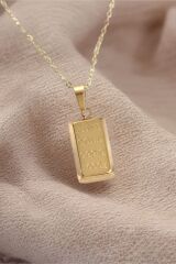 316L Çelik Zincir Gold Renk Külçe Altın Model Kadın Kolye