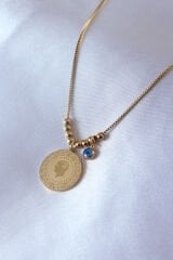 316L Çelik Gold Renk Atatürk İşleme Nazar Boncuk Detay Kadın Kolye