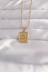 316L Çelik Gold Renk İşlemeli Vintage Kolye