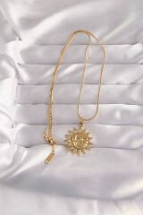 316L Çelik Gold Renk Güneş Figür Vintage Kolye