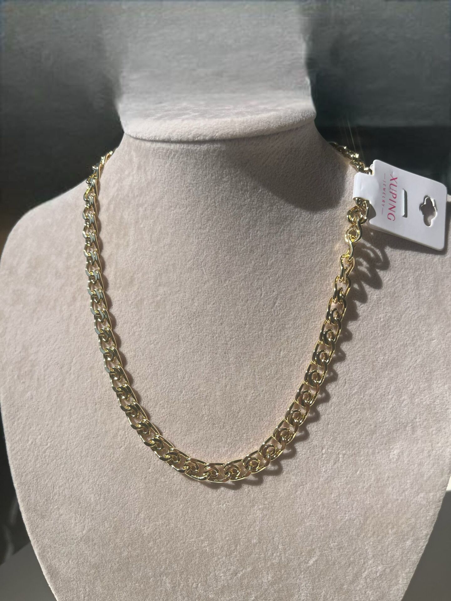 XUPİNG 14k Altın Renginde Yassı Zincir Kolye