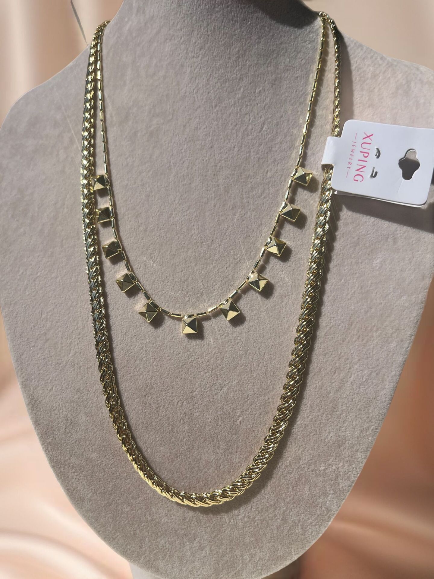 XUPİNG 14K Altın Renginde Örgü Model Zincir Kolye