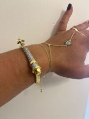 14k Altın Renginde Zirkon Taşlı Kelepçe Bileklik