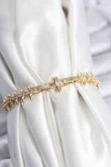 Pirinç VIP Seri Gold Renk Sıralı Damla Model Kadın Bileklik