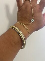 Zirkon Taşlı Su yolu 3'lü Kelepçe Bileklik