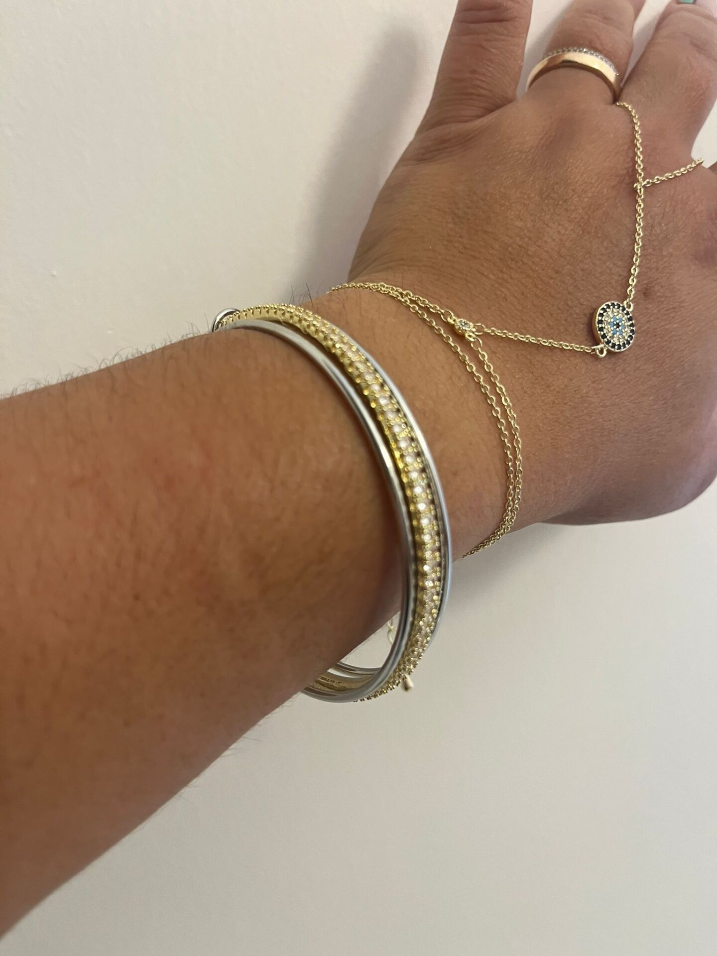 Zirkon Taşlı Su yolu 3'lü Kelepçe Bileklik