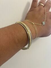 Zirkon Taşlı Su yolu 3'lü Kelepçe Bileklik