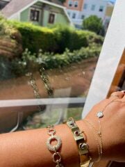 14k Altın Renginde Rainbow Model Kelepçe Bileklik