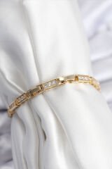 Pirinç VIP Seri Gold Renk Parçalı Model Kadın Bileklik