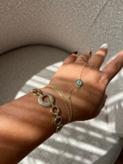 14k Altın Renginde Halka Model Künye Bileklik