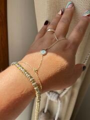 14k Altın Renginde Su Yolu Gold Baget Künye Bileklik