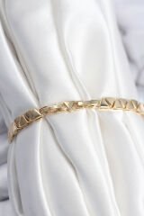 Pirinç VIP Seri Gold Renk Sıralı Üçgen Model Kadın Bileklik