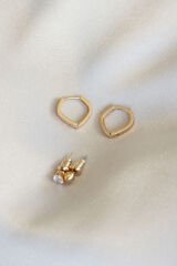Üçgen Gold Renk Minimal Küpe Seti