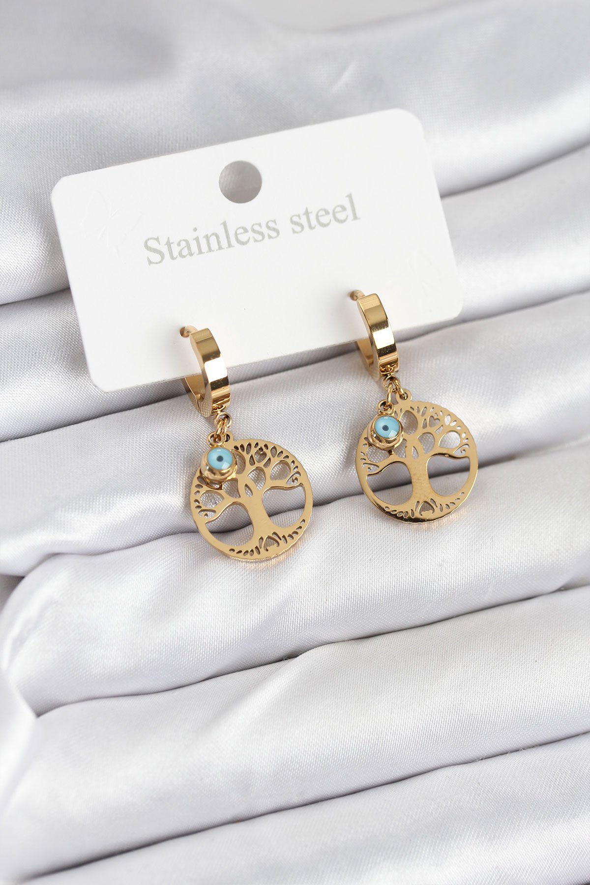 316L Çelik Yaşam Ağacı Model Kadın Küpe