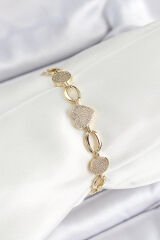 Xuping Pirinç Kalp ve Daire Model Gold Renk Kadın Bileklik
