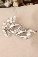 Zirkon Taşlı Dudak Figürlü Broş