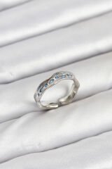 Pirinç Gümüş Renk Zirkon Taşlı Vintage Kadın Yüzük